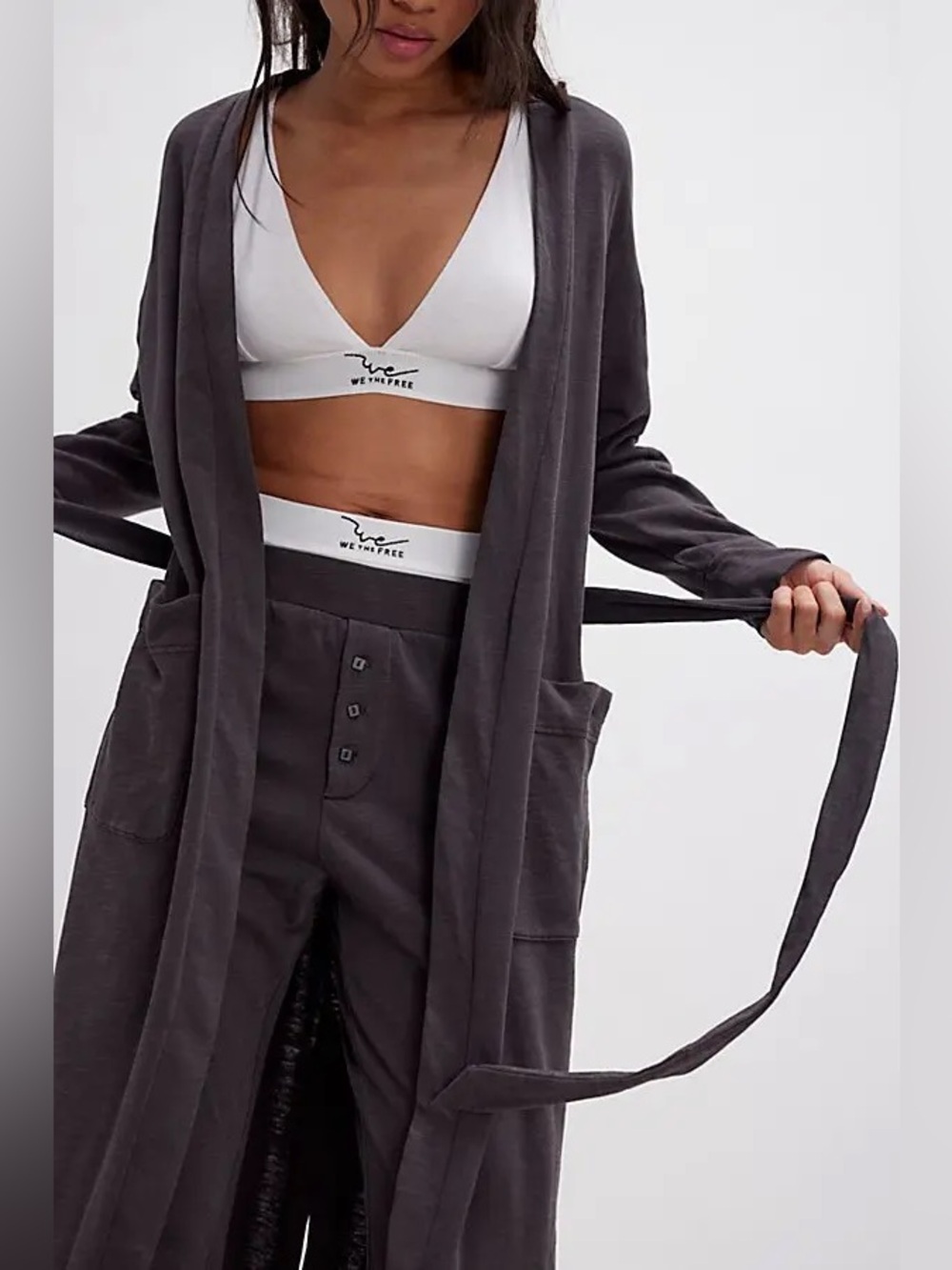 Free People Intimately Babe I'm Yours Maxi Cardi. Washed black